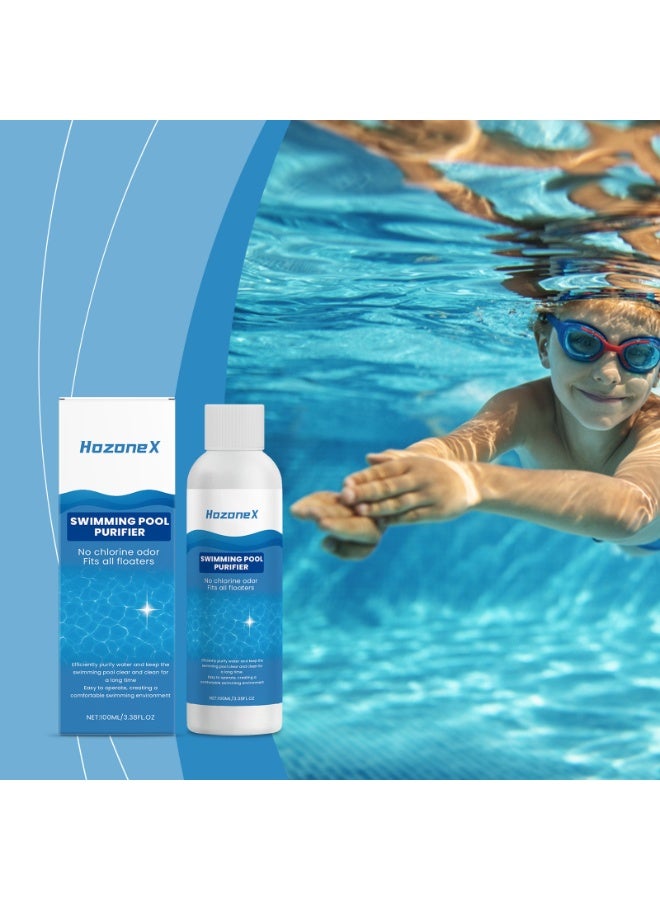 HozoneX Swimming Pool Purifier, 100ml Chlorine-Free Water Treatment Solution, Algae and Bacteria Killer for Clean, Clear Pool Wate - Image 2
