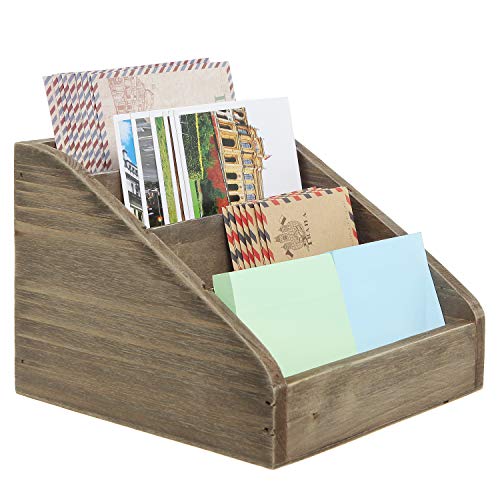 MyGift Vintage Dark Brown Wood 4 Compartments Decorative Rustic Mail SorterOffice Desk Stationary Organizer for Home Office Classroom Dorm - Image 1