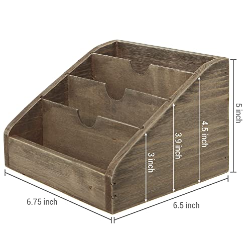 MyGift Vintage Dark Brown Wood 4 Compartments Decorative Rustic Mail SorterOffice Desk Stationary Organizer for Home Office Classroom Dorm - Image 3