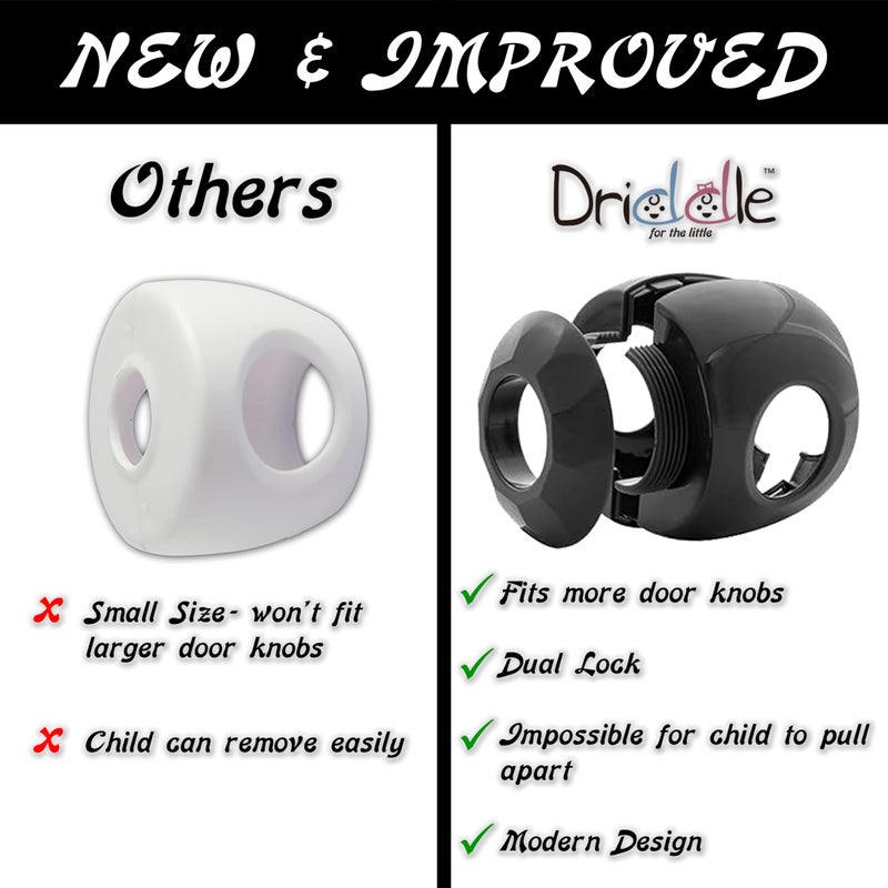 Driddle Black - Door knob Baby Safety Cover - 5 Pack - Deter Little Kids from Opening Doors with A Child Proof Door Handle Lock - Driddle - Image 2