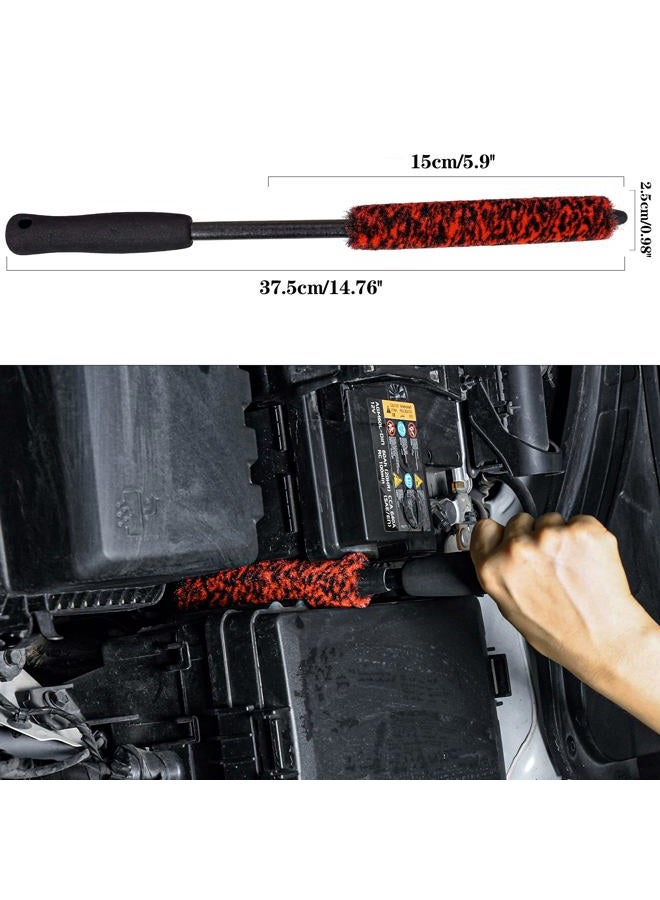 bzczh 3 Pcs Soft Tire Brushes for Cleaning Tires Kit - 1x Synthetic Soft Car Tire Rim Brush，1x Long Handle Cleaning Brush and 1x Car Detail Brush, Clean Dirty Tire… - Image 3