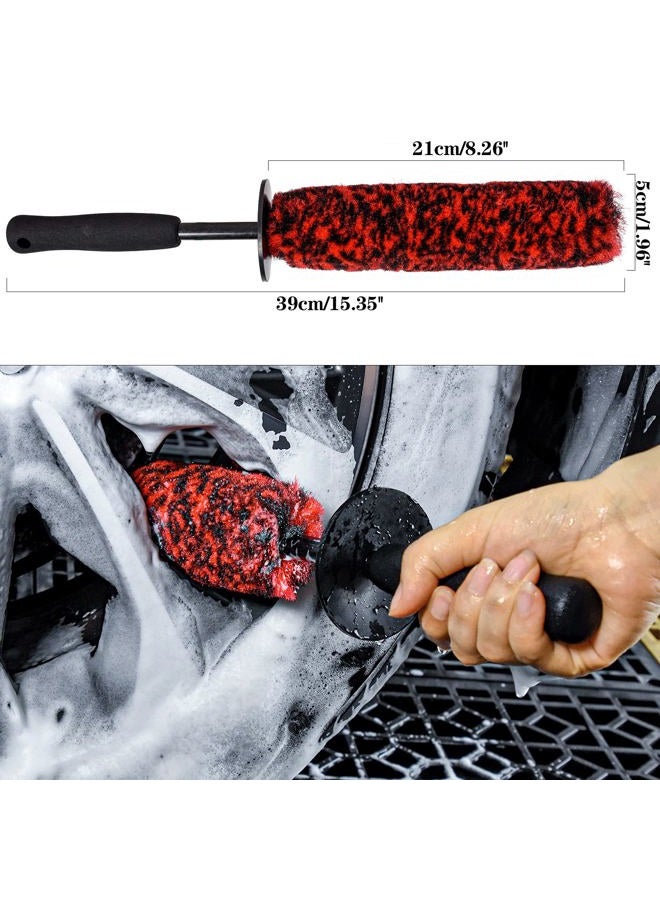 bzczh 3 Pcs Soft Tire Brushes for Cleaning Tires Kit - 1x Synthetic Soft Car Tire Rim Brush，1x Long Handle Cleaning Brush and 1x Car Detail Brush, Clean Dirty Tire… - Image 2