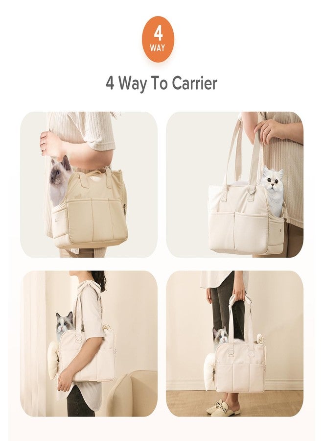 JourCraf Dog Carriers for Small Dogs, Soft Sided Folding Dog Purse for Dogs Medium Cats Puppies up to 13 Lbs, Washable Breathable Puppy Carrier for Outdoor Travel (Small Beige) - Image 5