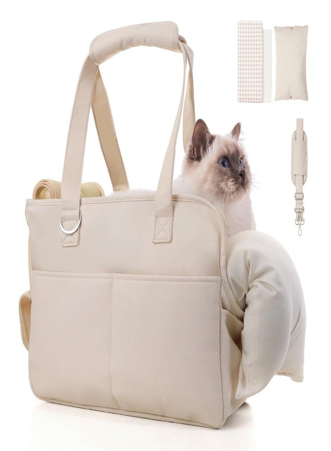 JourCraf Dog Carriers for Small Dogs, Soft Sided Folding Dog Purse for Dogs Medium Cats Puppies up to 13 Lbs, Washable Breathable Puppy Carrier for Outdoor Travel (Small Beige) - Image 1