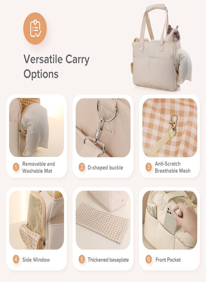 JourCraf Dog Carriers for Small Dogs, Soft Sided Folding Dog Purse for Dogs Medium Cats Puppies up to 13 Lbs, Washable Breathable Puppy Carrier for Outdoor Travel (Small Beige) - Image 3