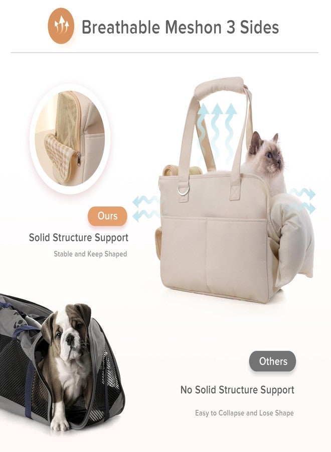 JourCraf Dog Carriers for Small Dogs, Soft Sided Folding Dog Purse for Dogs Medium Cats Puppies up to 13 Lbs, Washable Breathable Puppy Carrier for Outdoor Travel (Small Beige) - Image 4