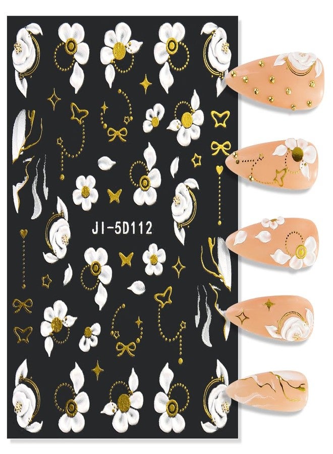 JALIYA 5D Embossed Flower Nail Stickers - Acrylic Carved Rose & Butterfly Nail Art Decals - DIY Floral Petals Designs - Image 5