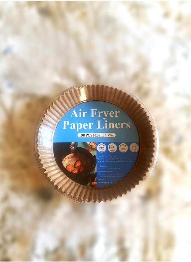 Beauenty 100 PCS Air Fryer Disposable Paper Liners, Non-Stick Parchment Paper for Air Fryer Liners Baking Paper, 6.3inch/16cm Brown (Round)  - Image 2