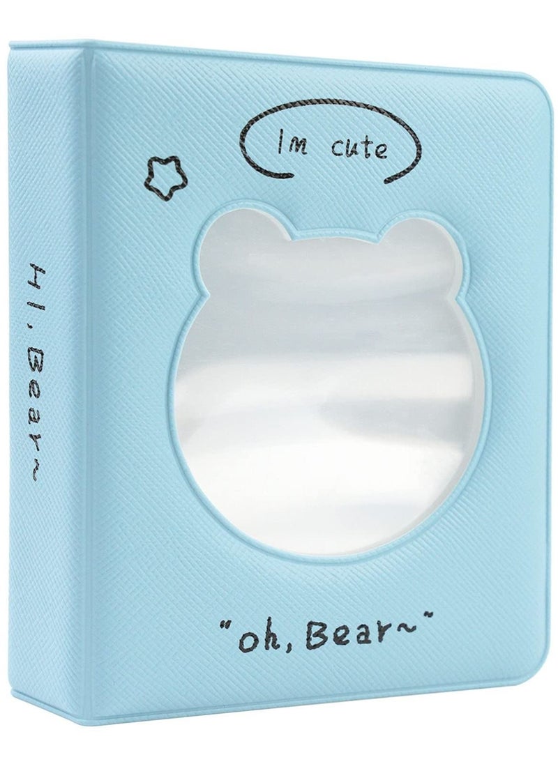 Y&D 3 inch Mini Photo Album Kpop Photocard Binder, Card Id Holder Book with 36 Pockets( Hollow Blue Bear)  - Image 1