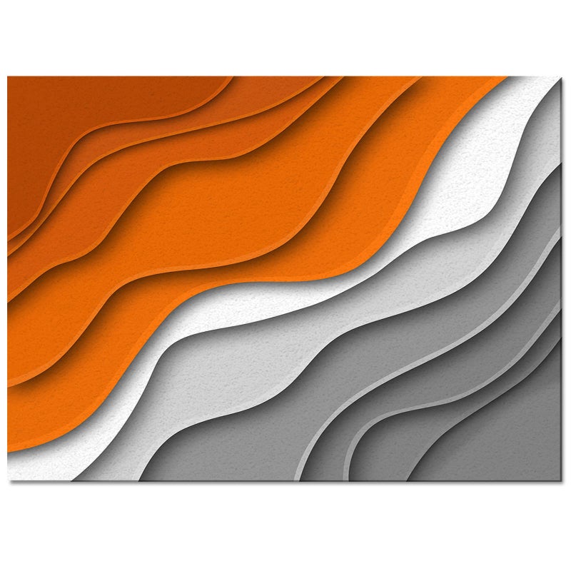 Kit-Home Orange Gradient Area Rugs Indoor Non-Slip Rectangle Rug 2x3 ft, Abstract Geometric Orange Gray Beach Sea Waves Rug Rubber Backing Floor Mats Contemporary Home Decor Carpet for Entryway Living Room - Image 2