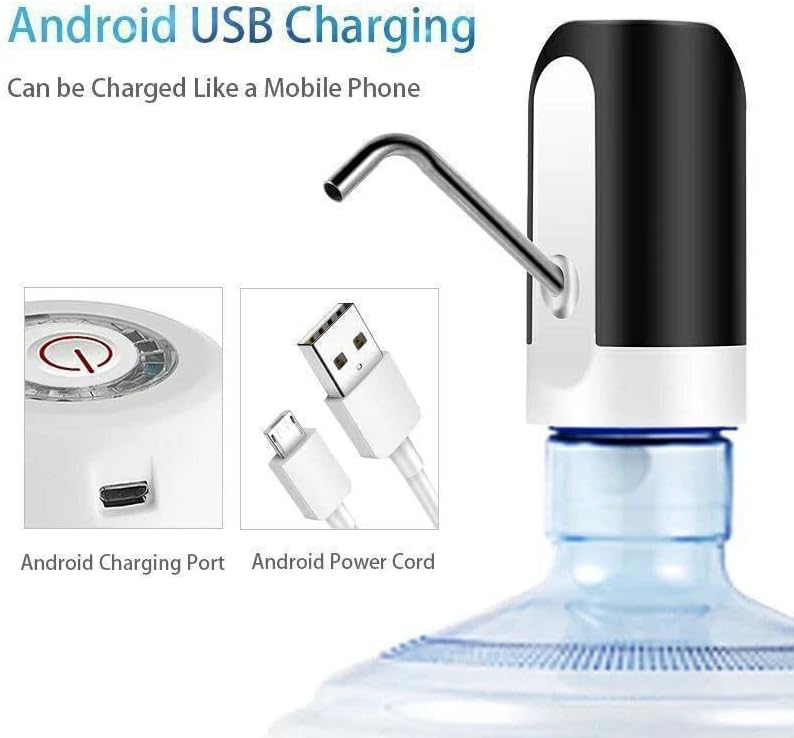 مضخة مياه كهربائية 5 جالون محمولة قابلة للشحن بمنفذ USB لقوارير المياه بسعة 2 - 5 جالون مناسبة للمكتب والمنزل والتخييم والمطبخ وغيرها من سكاي تاتش أبيض - Image 3