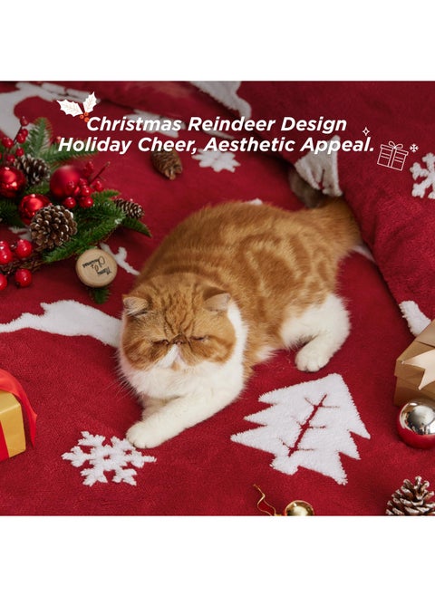 Bedsure Fluffy Christmas Comforter Set King - Christmas Bedding Comforter Set with Running Reindeer, Warm Fleece Bed Sets for Winter, 3 Pieces, 1 Soft Plush Shaggy Comforter with 2 Pillowcases