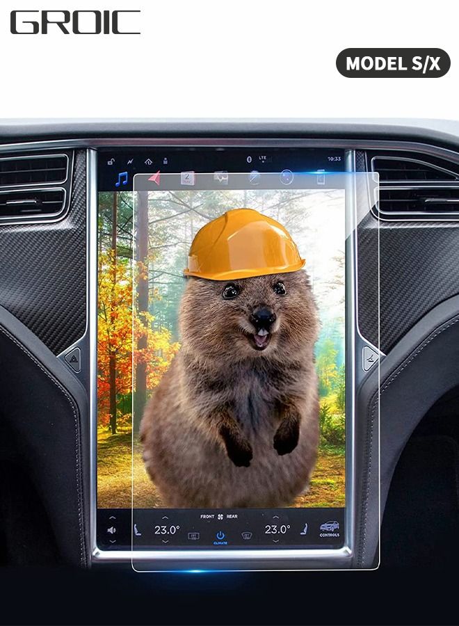GROIC Model S/X Tempered Glass Screen Protector 17" Center Control Touchscreen Car Navigation Touch Screen Protector Tempered Glass Anti-Scratch and Shock Resistant for Model S/X - Image 1