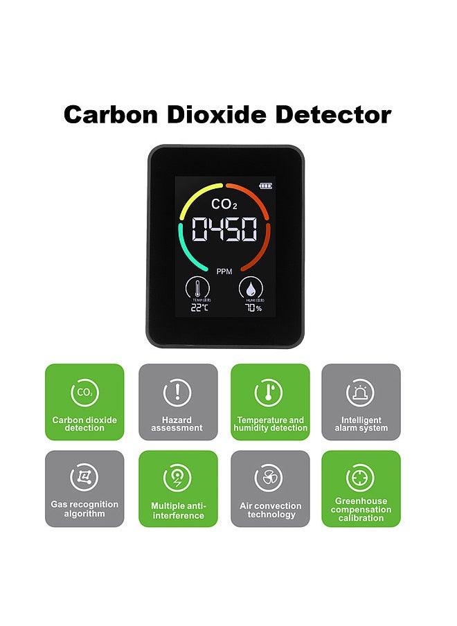 Generic CO2 Air Detector Carbon Dioxide Detector Agricultural Production Greenhouse CO2 Monitor Black  - Image 4