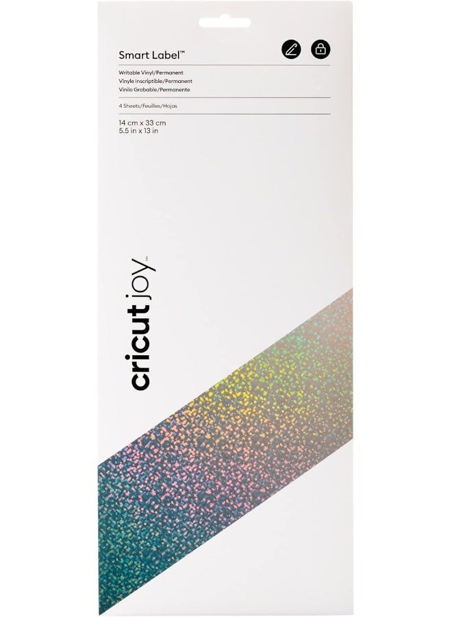 Cricut Joy Smart Label Writable Vinyl (Permanent)  Silver Holographic  4 Sheets  14Cmx33Cm (5.5"x13")  For Joy - Image 1
