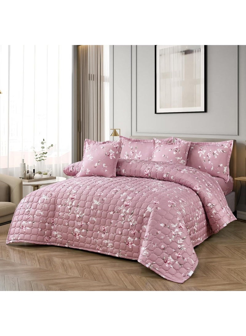 Ming Li Summer Single Comforter Set – Compressed Floral – Luxury Printed Single Bedspread – Soft and Lightweight Microfiber Fabric – With Fitted Sheet and Pillowcase – Fits 120×200 cm Bed - Image 3