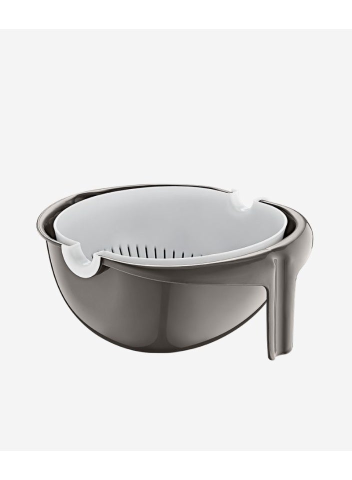 Smartware Turkey Rotta Movable Strainer & Rotating Colander Bowl 2-in-1 - Multi-functional Fruit & Vegetable Washer with Ergonomic Handle - Modern Grey. - Image 5