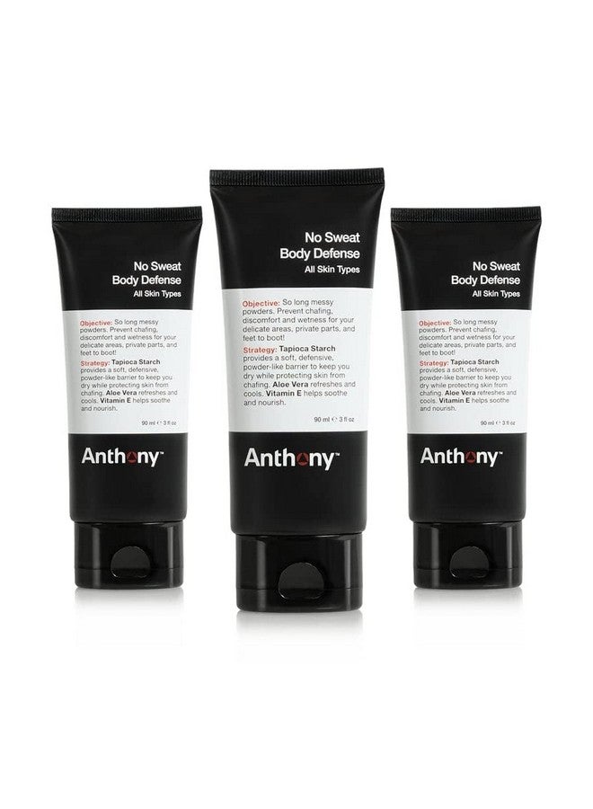 Anthony Anthony No Sweat Body Defense Deodorant for Men - Anti-Chafing, Anti-Itch Cream-to-Powder Lotion for Sweat and Body Odor Control - 3 Fl Oz (Pack of 3) - Image 2