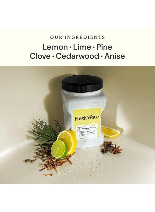 Fresh Wave جل إعادة تعبئة لإزالة الروائح برائحة الليمون من فريش ويف، 63 أونصة - ماصات روائح أكثر أمانًا للمنزل، مزيل روائح طبيعي من النباتات، كل 15 أونصة تدوم 30-60 يومًا، للطهي، القمامة والحيوانات الأليفة - Image 2