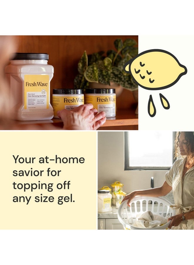 Fresh Wave جل إعادة تعبئة لإزالة الروائح برائحة الليمون من فريش ويف، 63 أونصة - ماصات روائح أكثر أمانًا للمنزل، مزيل روائح طبيعي من النباتات، كل 15 أونصة تدوم 30-60 يومًا، للطهي، القمامة والحيوانات الأليفة - Image 3