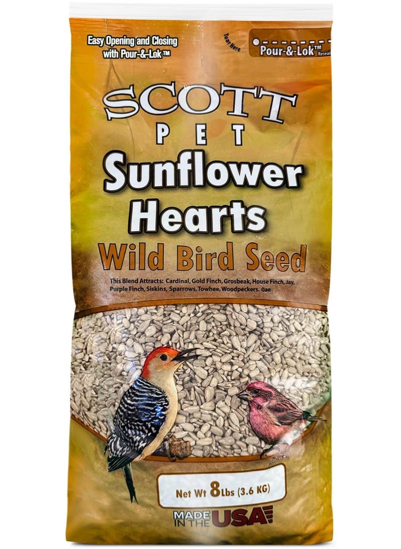 Scott Scott Pet Wild Bird Seed, Sunflower Hearts, 8 lbs Bag, No Mess, For All Feeder Types, Great Source of Protein, Food for Outside Wild Birds  - Image 1