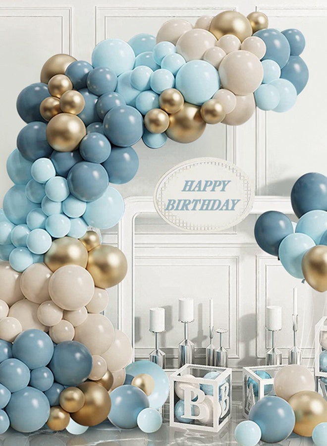 DUNISO Balloons Garland Arch Kit 122 Pcs 5/10 Inch Blue and Gold Latex Balloons Set For Baby Shower Wedding Birthday Party Background Decorations School Opening Ceremony - Image 4