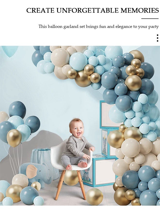 DUNISO Balloons Garland Arch Kit 122 Pcs 5/10 Inch Blue and Gold Latex Balloons Set For Baby Shower Wedding Birthday Party Background Decorations School Opening Ceremony - Image 3