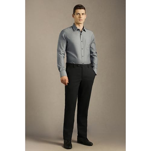 Louis Philippe Men Grey Textured Full Sleeves Formal Shirt - Image 5