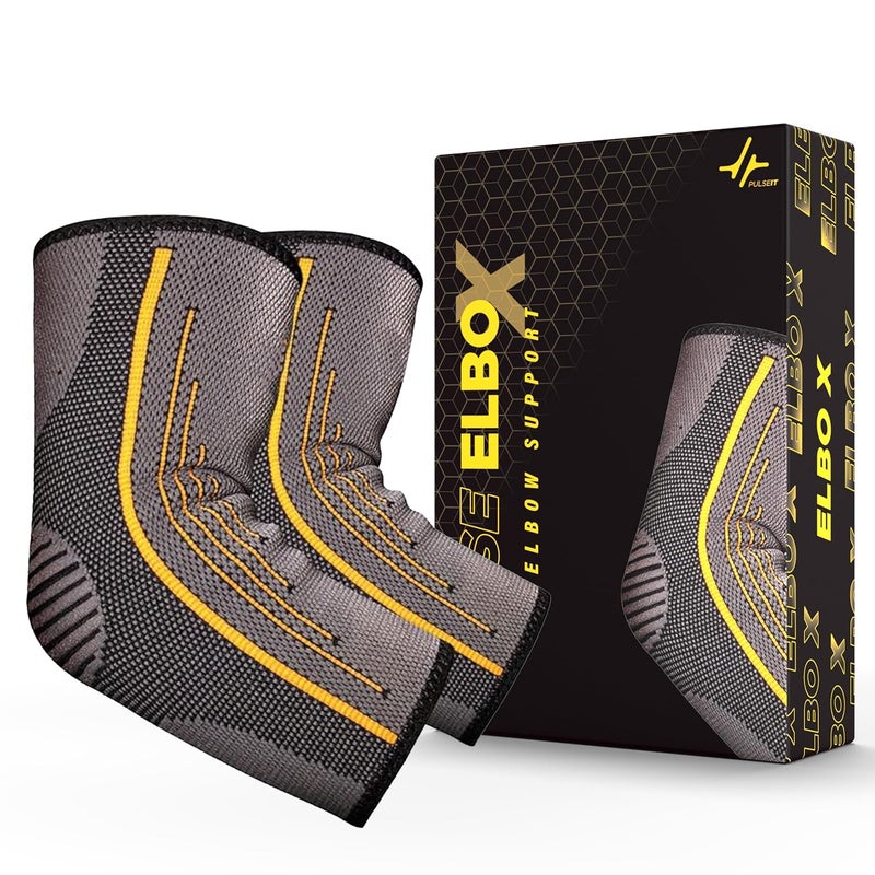 PulseITElboX Elbow Support for Joint Stability and Pain Relief | Breathable, Lightweight Design for Sports, Arthritis, Workouts, and Exercise | Promotes Easy, Comfortable Elbow Movement (1-Pair) (L) - Image 1