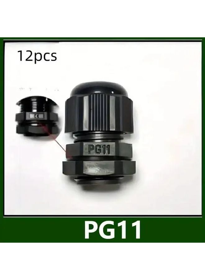 Black PG11 Nylon Cable Sealing Grommets 12pcs With Washers For 3 14mm Electrical Boxes - Image 1