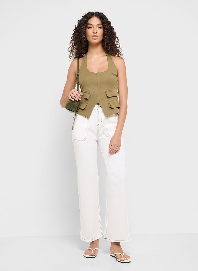 Ginger Halter Neck Vest With Utility Pockets  - Image 4