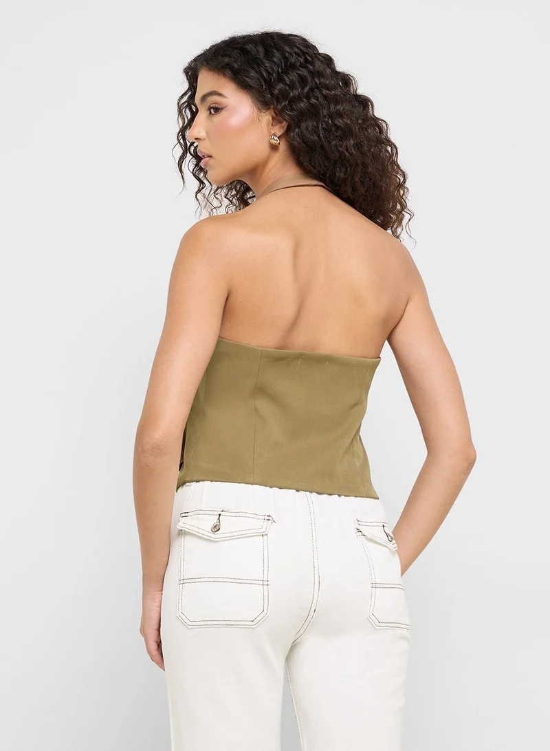Ginger Halter Neck Vest With Utility Pockets
