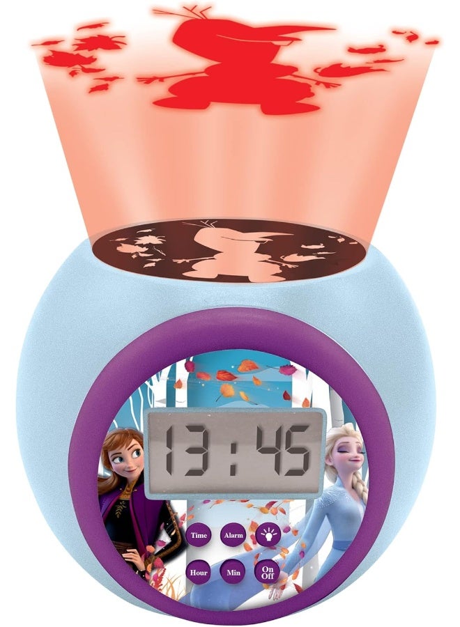 Lexibook Disney Frozen 2 Anna & Elsa Projector Alarm Clock for Kids – Digital LCD Clock with Snooze Alarm, Built-in Night Light & Timer, Ceiling Time Projection, Battery Operated Children’s Clock, Blue/Purple - Image 3