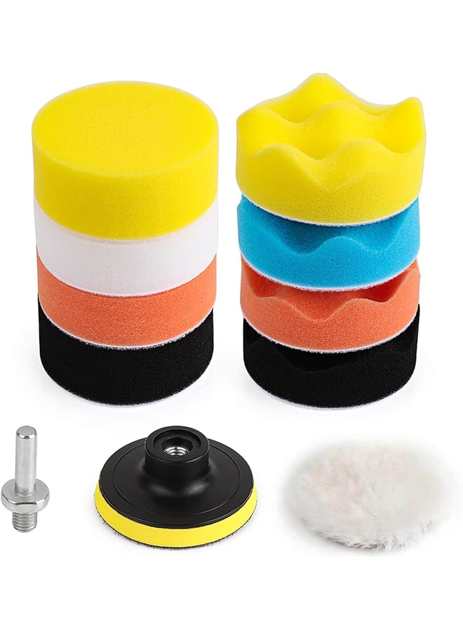 Excefore 11-Piece Car Foam Drill 3-Inch Buffing Pad Polishing Pads Kit - Perfect For Polishing, Waxing, And Sealing Glaze - Image 1