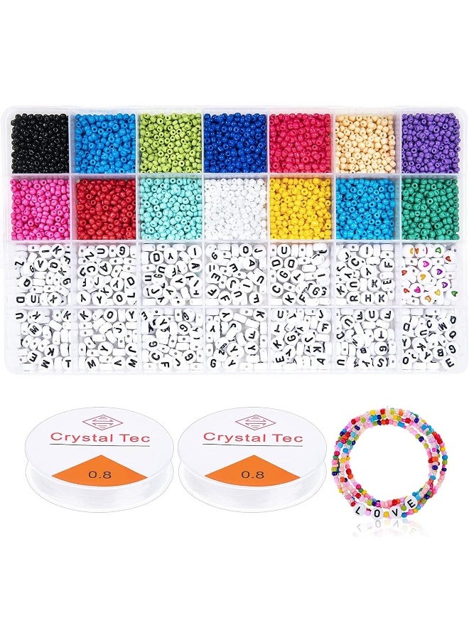 IBAMA - Ibama Diy Handmade Beads With 7mm Alphabet Letter Patterns And 3mm Color Rice Beads For Necklaces, Bracelets, Jewelry Making Kits 5000Pcs, Multi Color - Image 1
