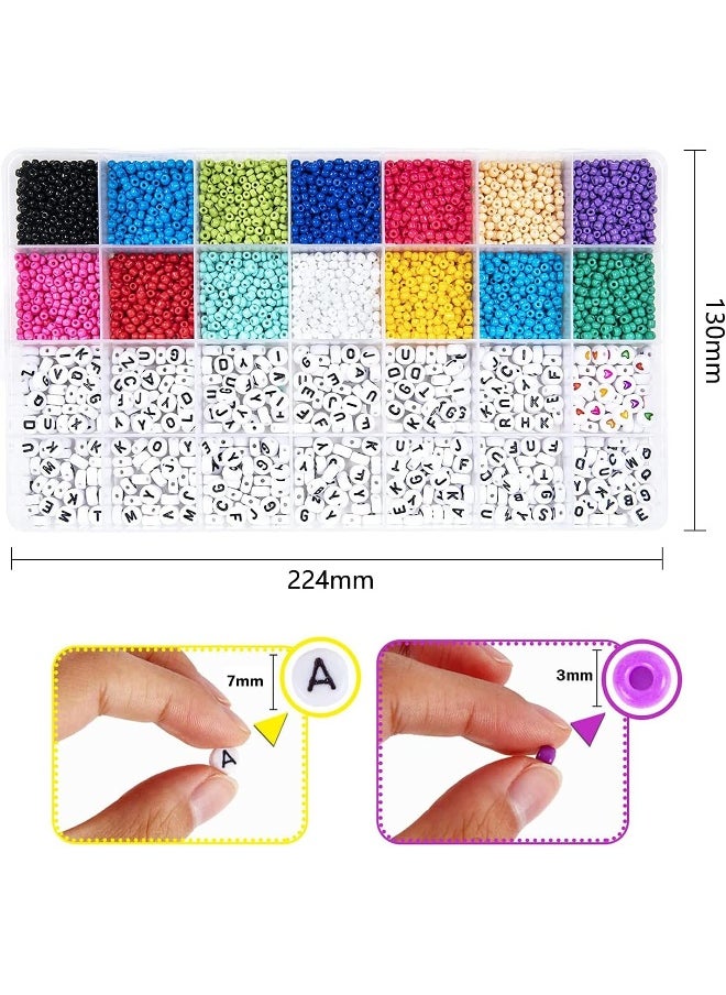 IBAMA - Ibama Diy Handmade Beads With 7mm Alphabet Letter Patterns And 3mm Color Rice Beads For Necklaces, Bracelets, Jewelry Making Kits 5000Pcs, Multi Color - Image 1