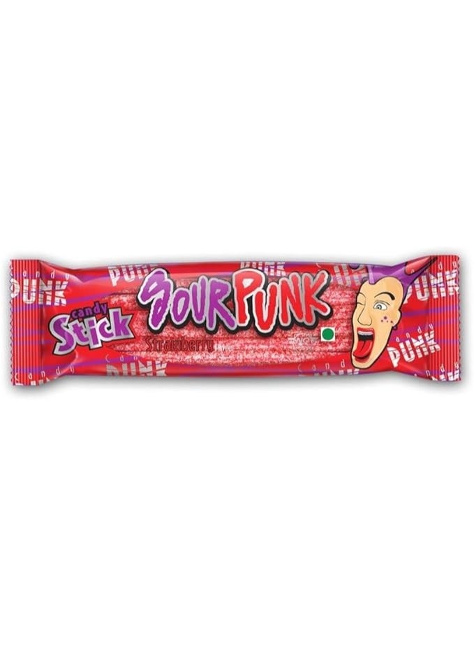 Sour Punk Strawberry Candy Sticks, Tangy & Sweet Chewy Treats, 40g (Pack of 12 - Image 4