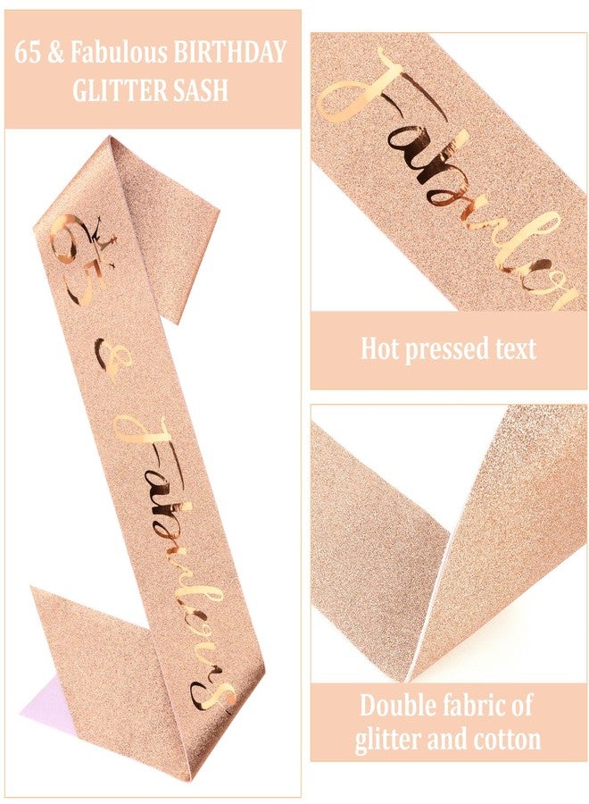 Semato 65th Birthday Gifts for Women 65th Rose Gold Birthday Crown and Sash Kit 65th Birthday Decorations for Women 65th Birthday Party Supplies - Image 3