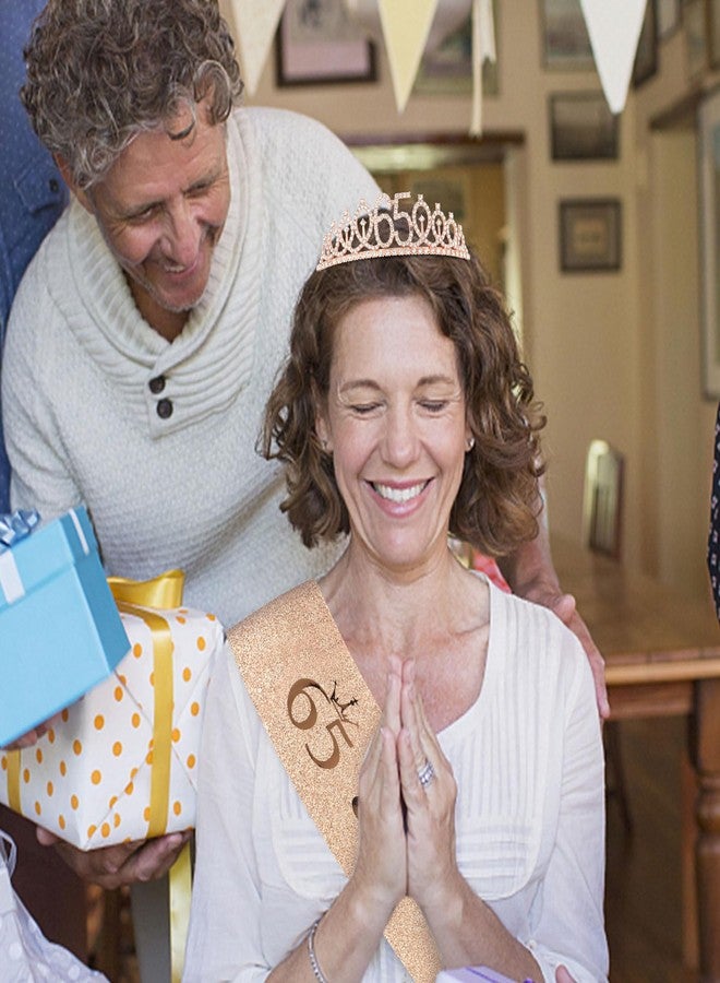 Semato 65th Birthday Gifts for Women 65th Rose Gold Birthday Crown and Sash Kit 65th Birthday Decorations for Women 65th Birthday Party Supplies - Image 5