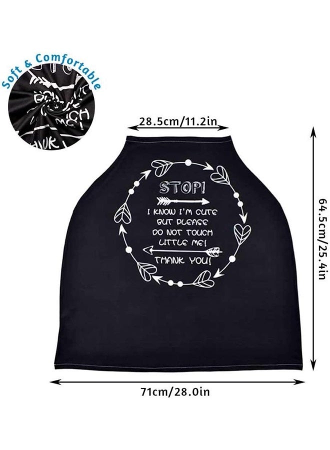 TANOFAR أغطية مقاعد السيارة للأطفال، لافتة عدم اللمس، أغطية عربات الأطفال للمواليد، أغطية متعددة الاستخدامات للرضاعة، فائقة النعومة وقابلة للتنفس، غطاء كرسي عالي، أسود - Image 4