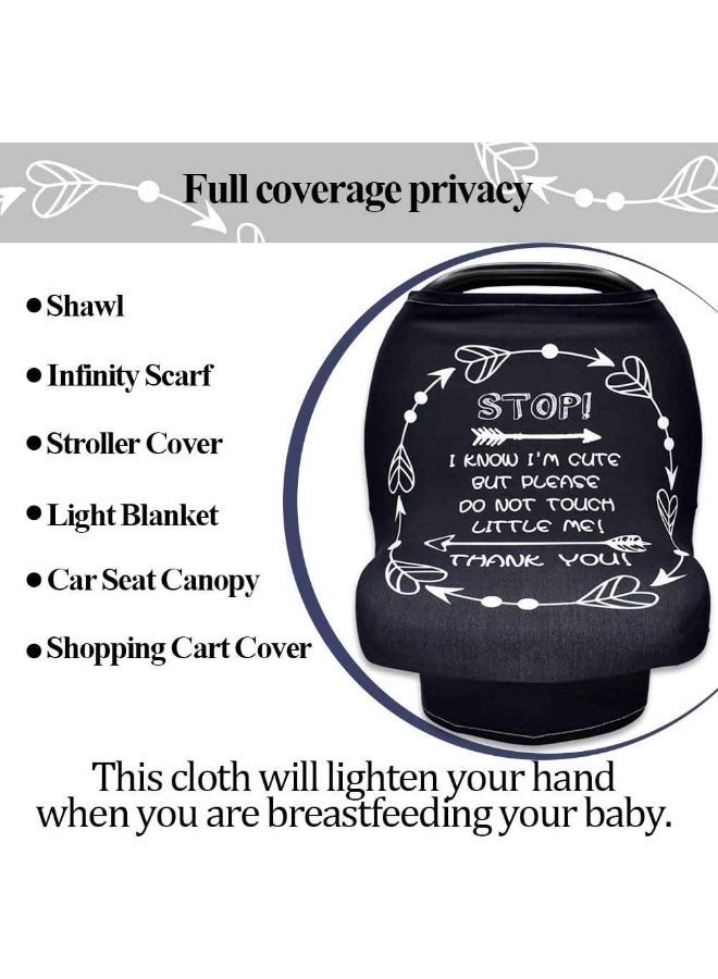 TANOFAR أغطية مقاعد السيارة للأطفال، لافتة عدم اللمس، أغطية عربات الأطفال للمواليد، أغطية متعددة الاستخدامات للرضاعة، فائقة النعومة وقابلة للتنفس، غطاء كرسي عالي، أسود - Image 3