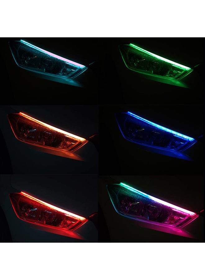 AOTOINK Car Headlight LED Strip, 24Inch RGB Multi Color Headlight Surface LED Daytime Running Lights Flexible DRL Tube Strip Sequential Neon Decorative Switchback Turn Signal Lights APP Contrl 2-Pack - Image 5