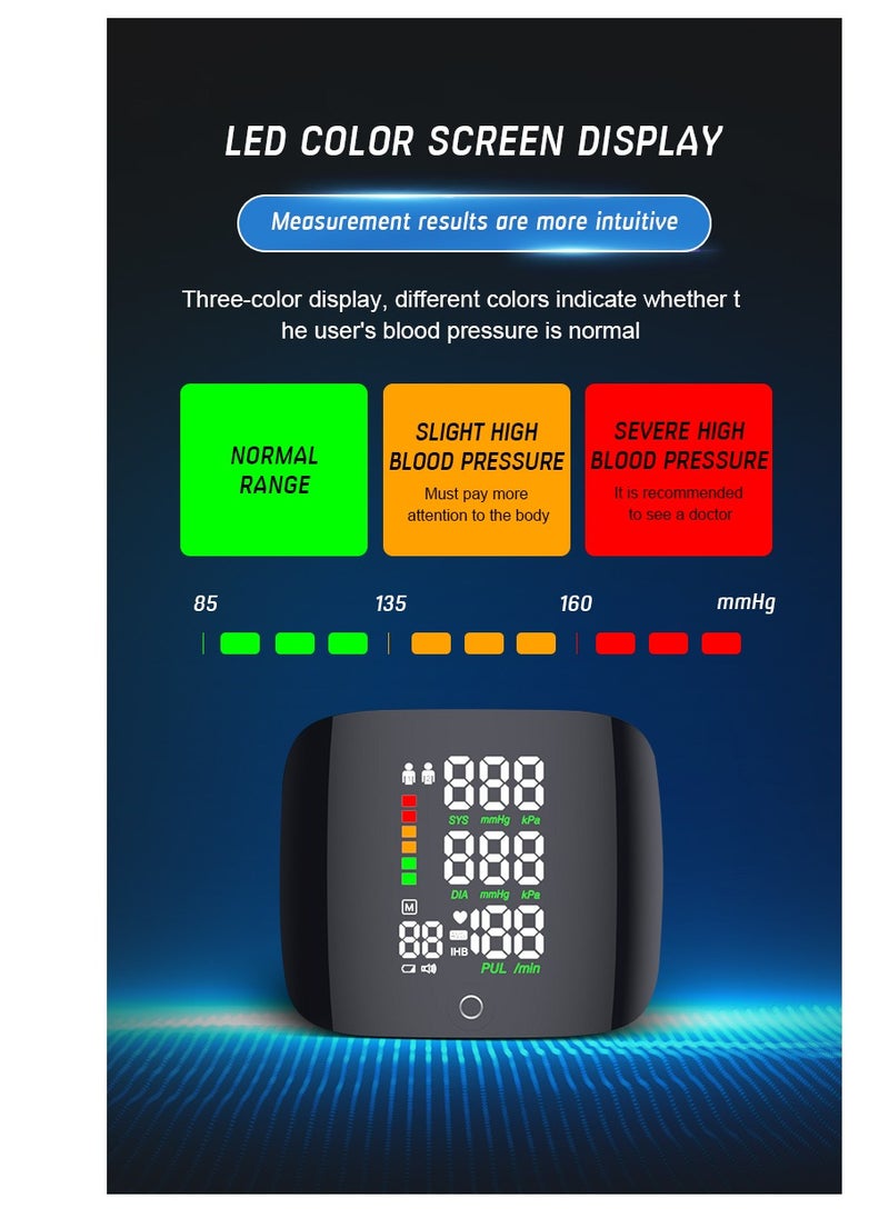 REALBLAD - Smart Touch Screen Integrated Intelligence Electronic Blood Pressure Monitor with Rechargeable Battery, Wrist Cuff, Heart Rate & Pulse Monitor, Color LCD Display, and Voice Broadcast (WHITE) - Image 1