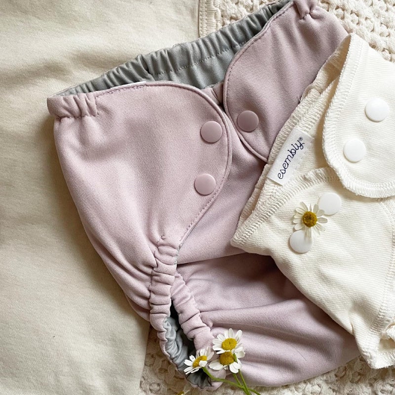 Esembly Cloth Diaper Cover - Reusable Swim Diaper, Waterproof, Breathable - Adjustable Outer Layer Over Absorbent Inner for Blowout Protection - Amethyst, Size 2 (18-35lbs) - Image 3