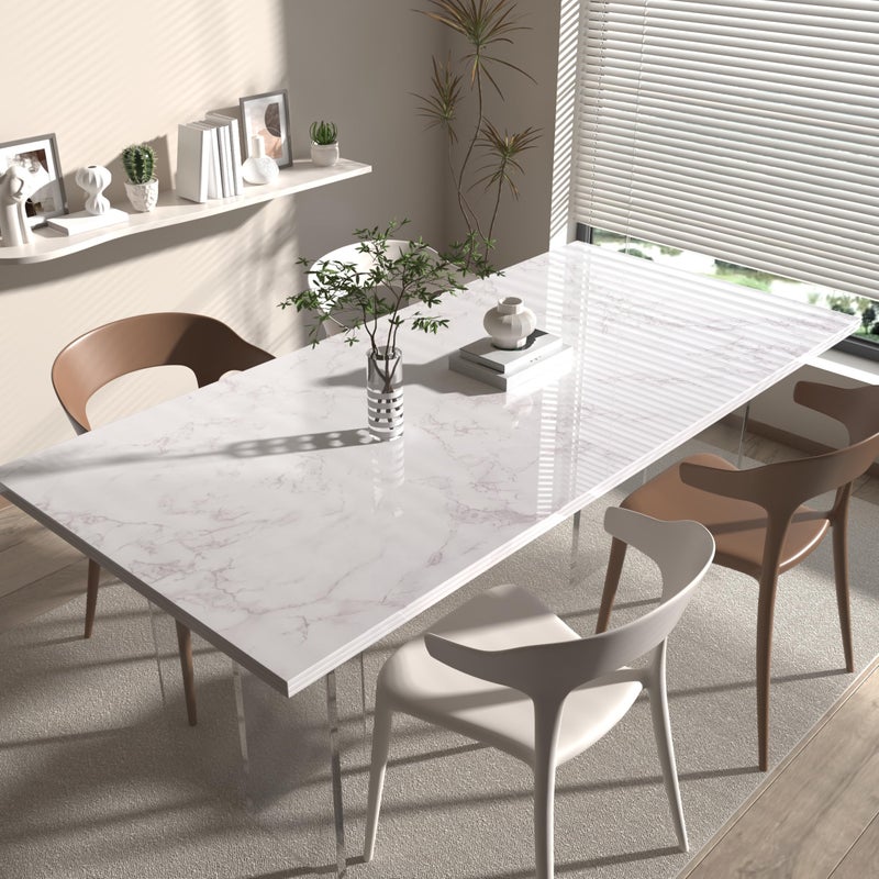 OSECAGE White/Gray Glossy Marble Contact Paper Wallpaper 15.8"x78.7" Peel and Stick Wallpaper Self Adhesive Thick Removable Waterproof DIY Vinyl Film for Kitchen Countertops Cabinet Furniture Refurbishment - Image 3