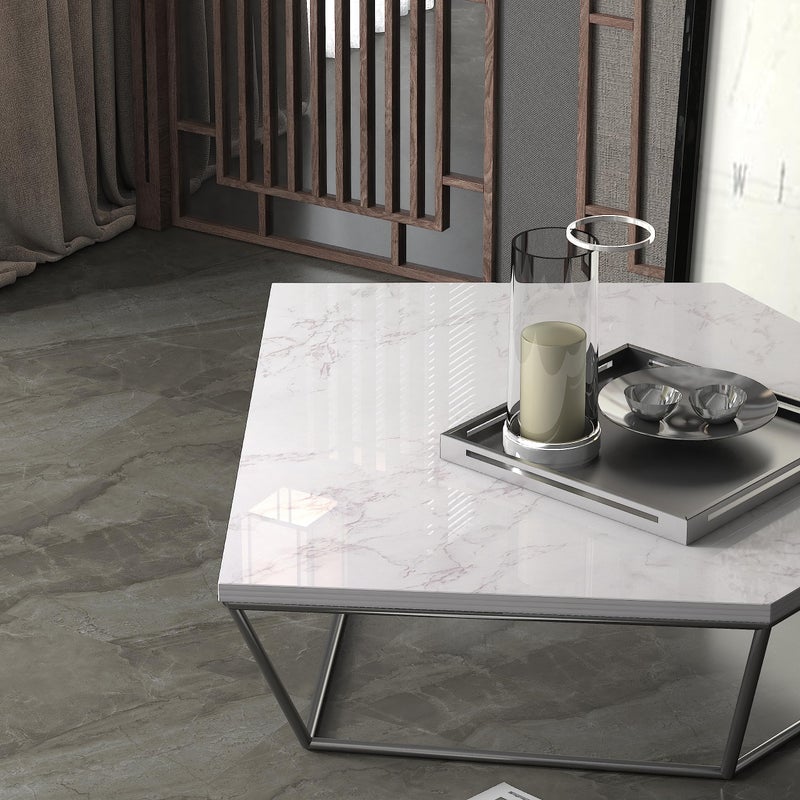 OSECAGE White/Gray Glossy Marble Contact Paper Wallpaper 15.8"x78.7" Peel and Stick Wallpaper Self Adhesive Thick Removable Waterproof DIY Vinyl Film for Kitchen Countertops Cabinet Furniture Refurbishment - Image 2