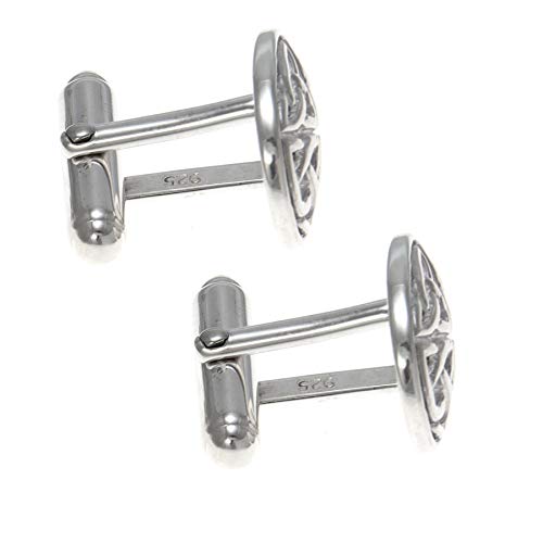 Alexander Castle Men's Cufflinks 925 Sterling Silver Celtic - 17mm x 12mm Oval Celtic Trinity Cufflinks with Jewelry Gift Box - Image 4