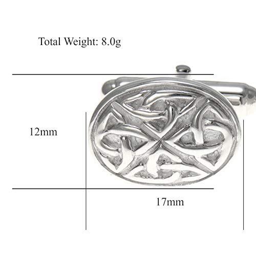 Alexander Castle Men's Cufflinks 925 Sterling Silver Celtic - 17mm x 12mm Oval Celtic Trinity Cufflinks with Jewelry Gift Box - Image 5