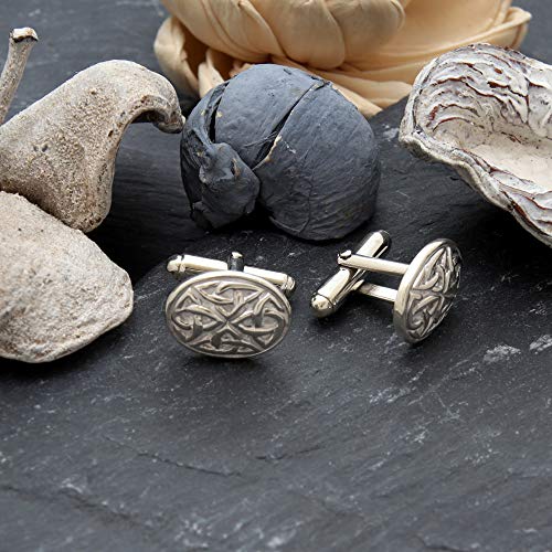 Alexander Castle Men's Cufflinks 925 Sterling Silver Celtic - 17mm x 12mm Oval Celtic Trinity Cufflinks with Jewelry Gift Box - Image 2