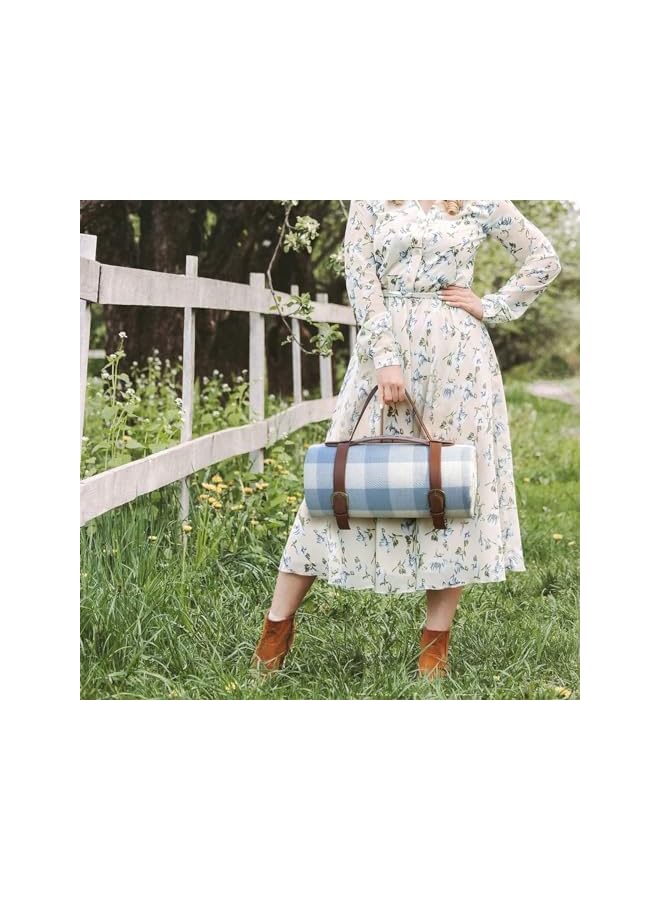 PROMASS بطانية نزهة قابلة للحمل من برومس كبيرة جدًا 200 × 200 سم، حصيرة تخييم، مقاومة للماء والرمال، بطانية خارجية قابلة للطي 3 طبقات لـ 6 إلى 8 بالغين، للتخييم، الحديقة، الشاطئ، العشب، الأماكن المغلقة (أزرق فاتح) - Image 2